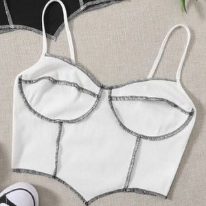 Contrast stitch Crop Cami Top